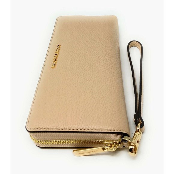 New Michael Kors Jet Set Large Travel Continental Wallet Leather Buff - Picture 5 of 6